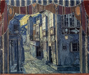 Bühnenbild für Der Barbier von Sevilla, von Gioachino Rossini, 1924